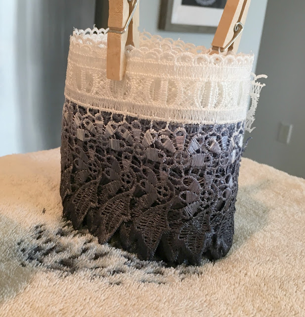 Make these beautiful curtains with dyed ombre lace dye that are budget friendly using RIt Dye in navy and black and IKEA ritva curtains. 