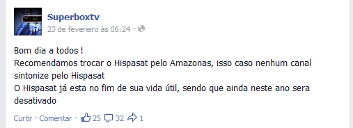 RECOMENDAÇÃO DA SUPERBOX PARA INSTABILIDADE DO HISPASAT 30W - 26-02-2015