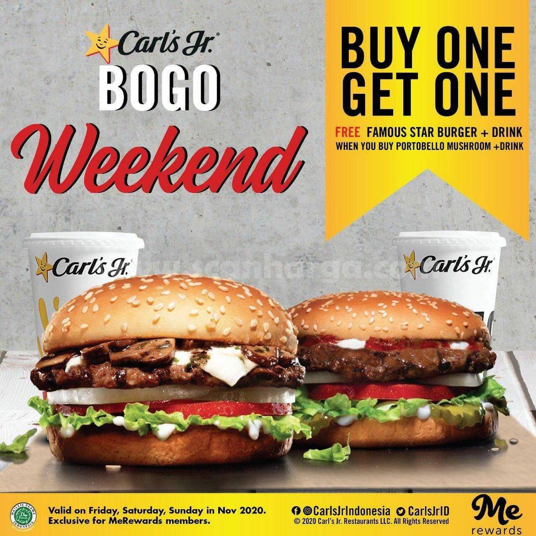 Carls Jr Weekend Promo BOGO Beli 1 Gratis 1 Edisi November 2020!