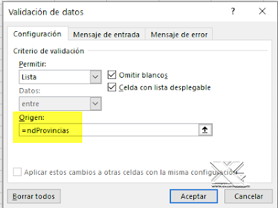 Validación de datos dependiente con DESREF