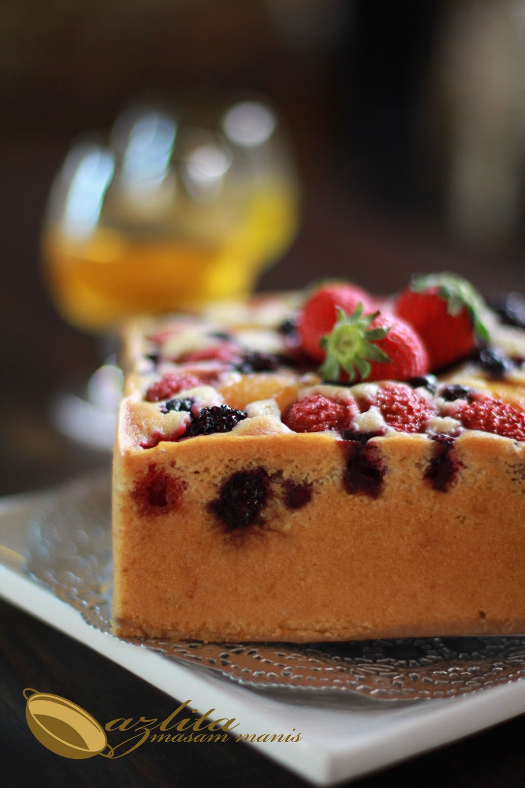 CUSTARD FRUIT PASTRY CAKE - masam manis