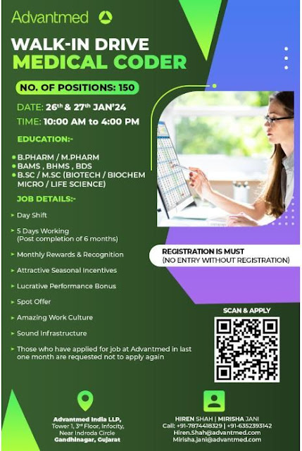 Advantmed| Walk-in interview for Freshers (150 Openings) on 26th & 27th Jan 2024