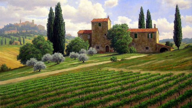 Vineyard Painting HD Wallpaper