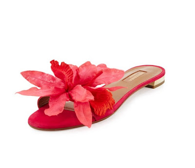 Aquazzura Flore Suede One-Band Slide Sandal