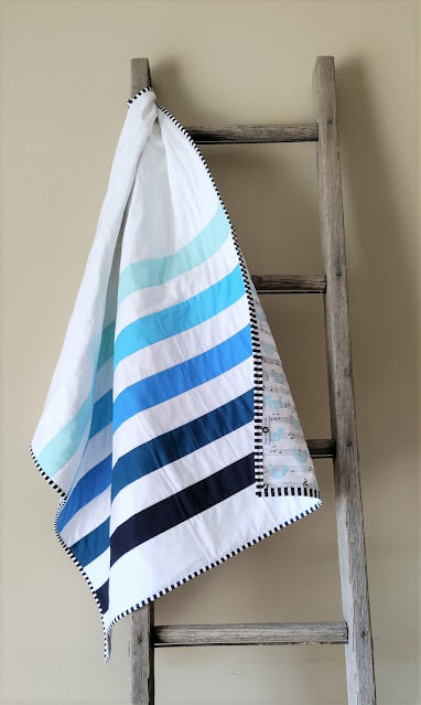 Music inspired modern striped baby quilt