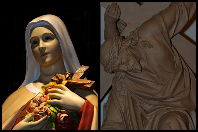 Picture of St. Theresa and Close up of one of the Stations of the Cross