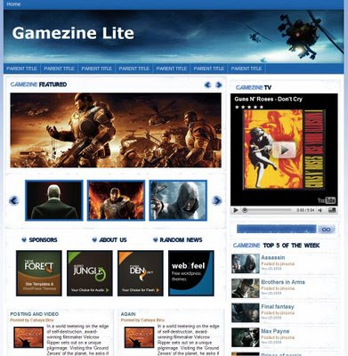 Gamezine white Blogger Template