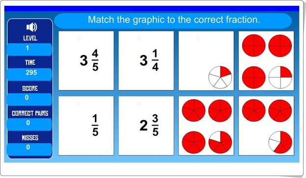 "Memory de fracciones" (Números mixtos de Educación Primaria)