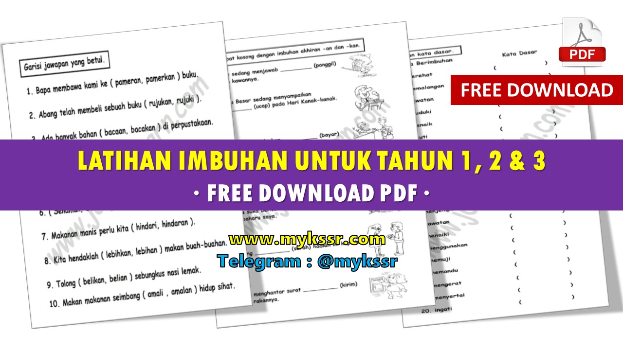 Latihan Imbuhan Untuk Tahun 1, 2 & 3 [Free Download PDF 