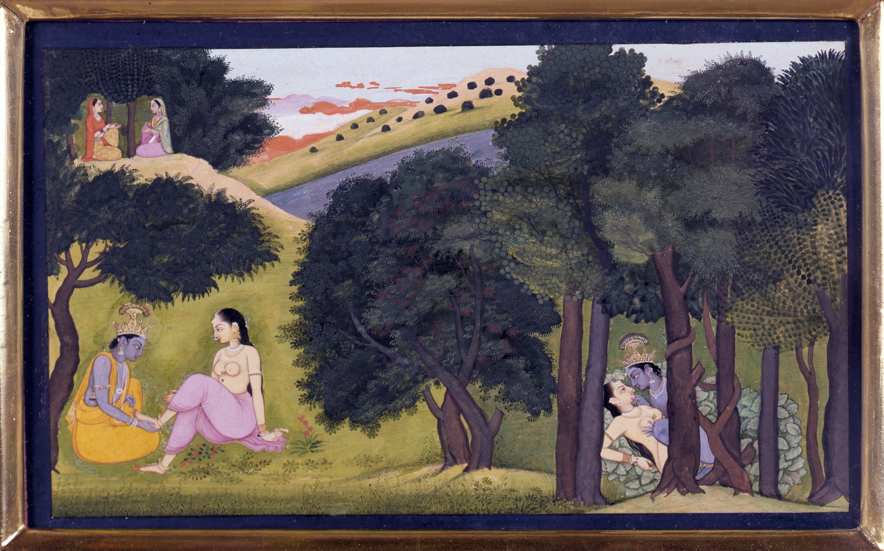 Final Adornment of Radha and Krishna, from a Gita Govinda Series - Kangra Painting, c1780