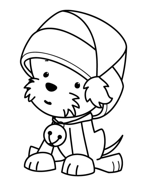 Christmas Puppies Coloring Pages for Kids title=