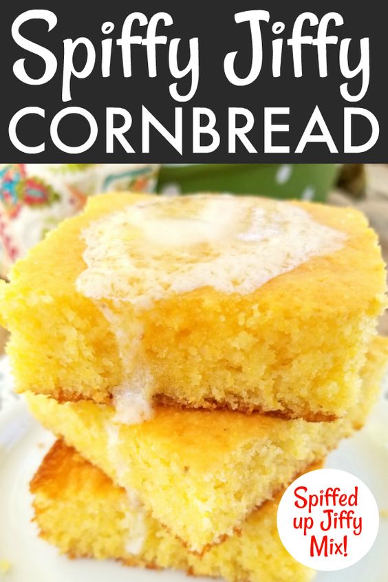 A spiffed up, semi-homemade recipe using Jiffy Cornbread mix, sour cream and real melted butter for a super moist and tender, absolutely perfect pan of cornbread.