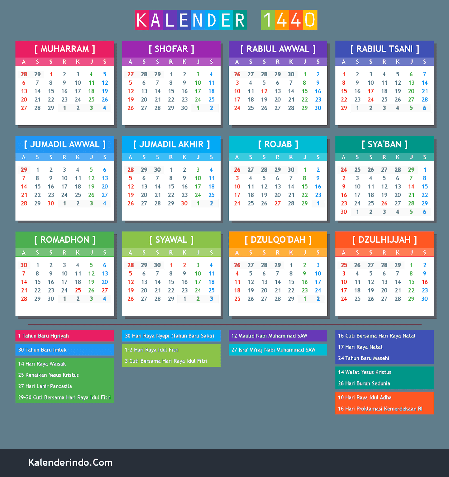 Kalender Islam Hijriyah 2019 Belajar Bisnis AdSense CPNS Online