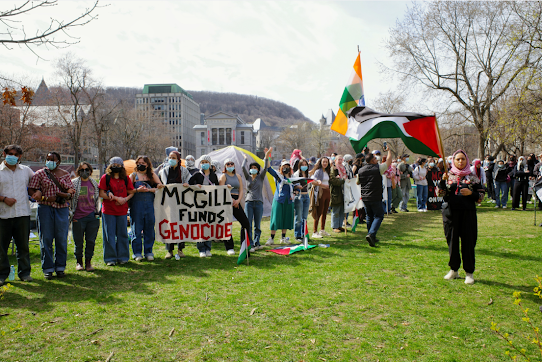 Palestine solidarity Montreal Canada McGill university student activism Gaza genocide divestment Israel arms industry complicity