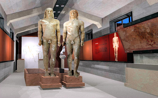 Twin Kouroi of Tenea hosted in restored hall of Ancient Corinth Museum