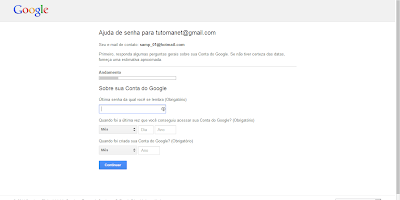 Redefinir senha gmail