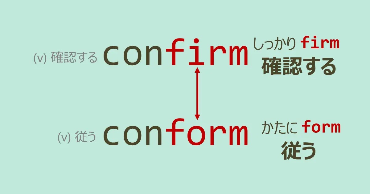 confirm, conform, スペルが似ている英単語