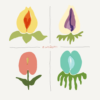 various flowers which look like vagina but have different shape and size