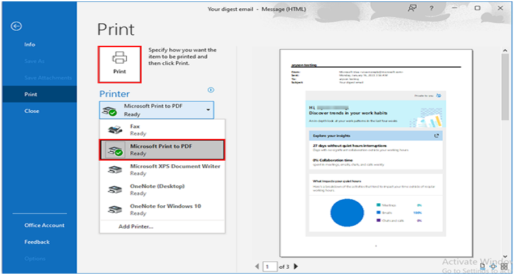 Save Office 365 Emails as PDF