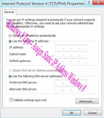 Windows 8 Tips-- Assign Static IP Address Windows 8