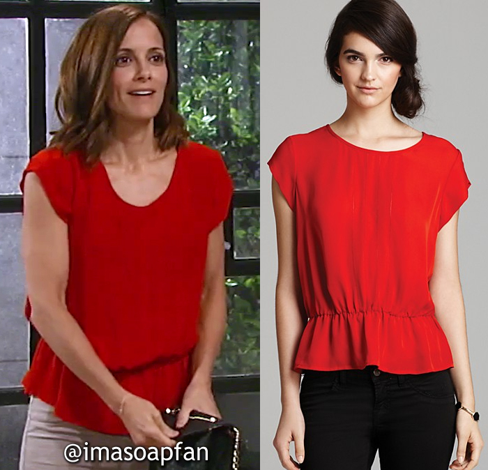 Hayden Barnes, Rebecca Budig, Red Silk Blouson Top, Joie, General Hospital, GH