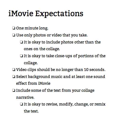 iMovie Expectations
