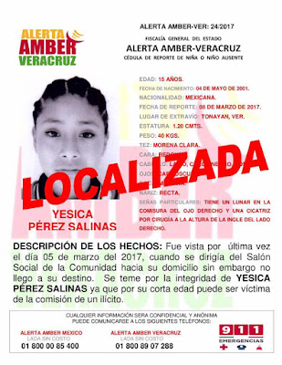 Desactivan 3 Alerta Amber en el Estado de Veracruz