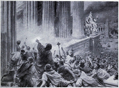 The Burning of the Library at Alexandria which was housed in the Sepapeum in 391 CE
