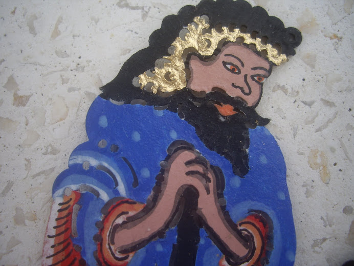 MAGICAL NATIVITY SCENE--THE BIRTH OF JESUS.  HANDMADE AND HAND-PAINTED IN BALI, WAYANG KULIT STYLE