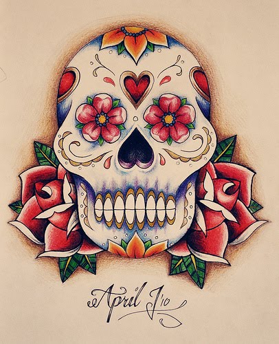 This is quite an interesting design it's known as a sugar skull tattoo