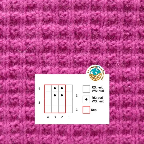 Little box stitch 4-row repeat Knit Purl