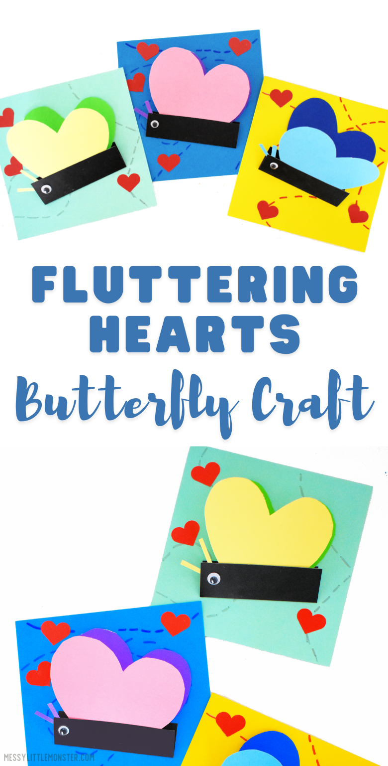 Fluttering butterfly craft. Easy paper butterfly craft for kids. Butterfly template included.