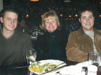 Bart Whitaker, right, is pictured with his mother, Trisha, and brother, Kevin, at his graduation celebration dinner in December 2003.