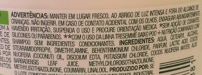 mascara TRESemme baixo poo + nutricao composicao