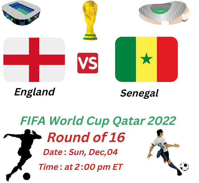 Watch England vs senegal Live Streaming free FIFA world cup Qatar 2022 Round Of 16 Online 4k TV