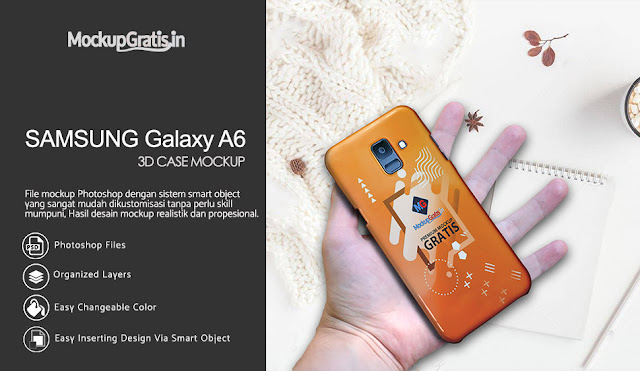 Mockup Custom Case 3D SAMSUNG Galaxy A6 Gratis