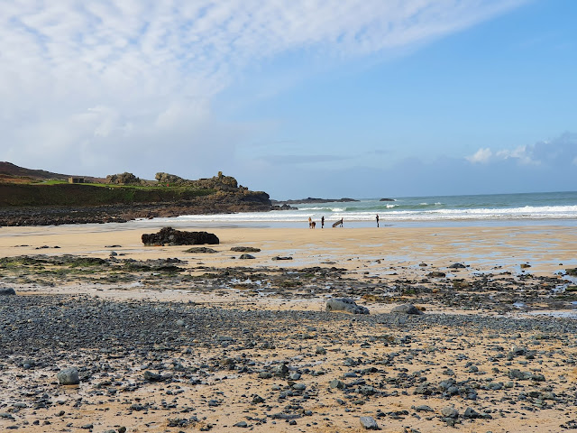 Dog walkers on Portmeor Beach