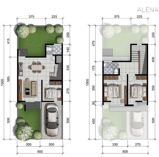 23+ Ide Populer Denah Rumah 2 Lantai 6X15