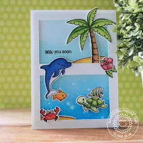 Sunny Studio Stamps: Island Getaway Oceans of Joy Summer Themed Card by Eloise Blue