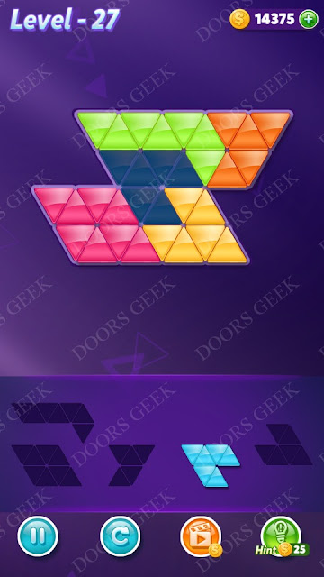 Block! Triangle Puzzle 5 Mania Level 27 Solution, Cheats, Walkthrough for Android, iPhone, iPad and iPod