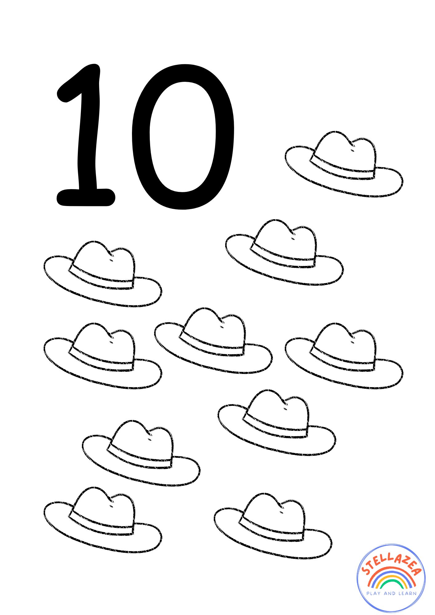 Number 10 Worksheets For Kindergarten - Hat coloring page