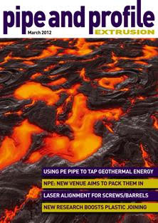 Pipe and Profile Extrusion - March 2012 | ISSN 2053-7182 | TRUE PDF | Bimestrale | Professionisti | Polimeri | Materie Plastiche | Chimica
Pipe and Profile Extrusion is a magazine written specifically for plastic pipe and profile extruders around the globe.
Published six times a year, Pipe and Profile Extrusion covers key technical developments, market trends, strategic business issues, legislative announcements, company profiles and new product launches. Unlike other general plastics magazines, Pipe and Profile Extrusion is 100% focused on the specific information needs of pipe and profile extruders.
Film and Sheet Extrusion offers:
- Comprehensive global coverage
- Targeted editorial content
- In-depth market knowledge
- Highly competitive advertisement rates
- An effective and efficient route to market