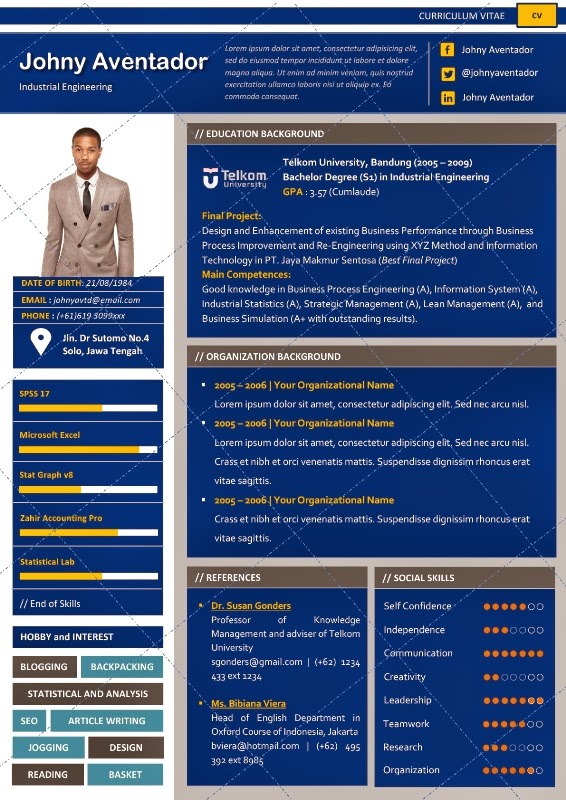 Desain CV  Kreatif Aventador Curriculum Vitae  untuk 