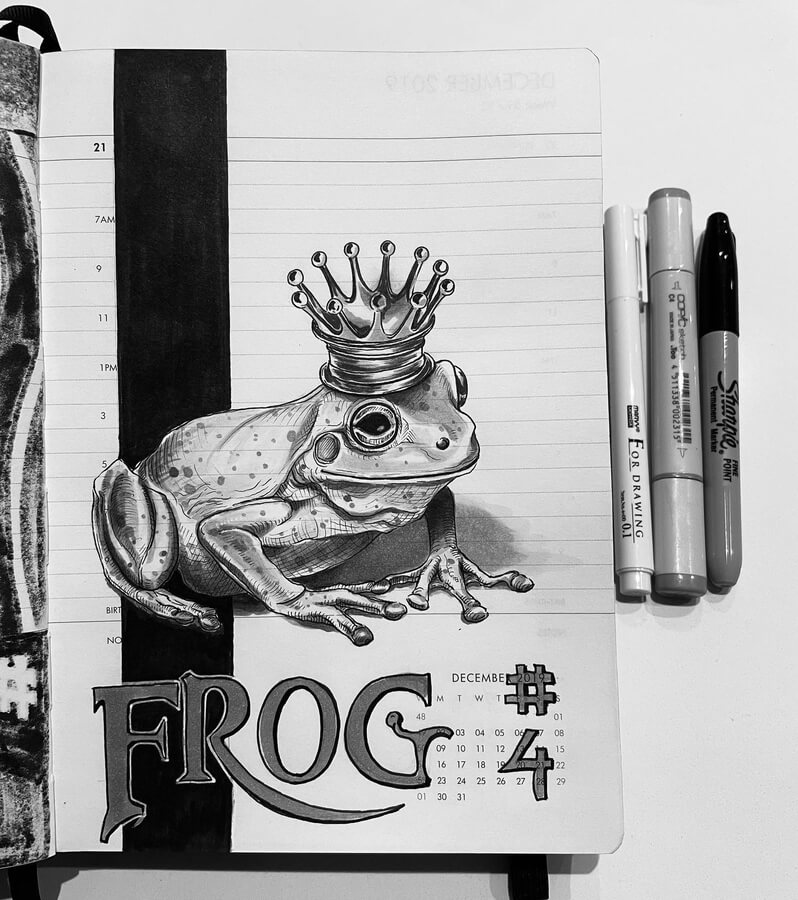 10-The-frog-king-Ink-Illustrations-Deepwhite-www-designstack-co