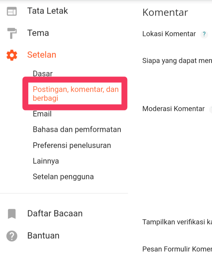 komentar setting