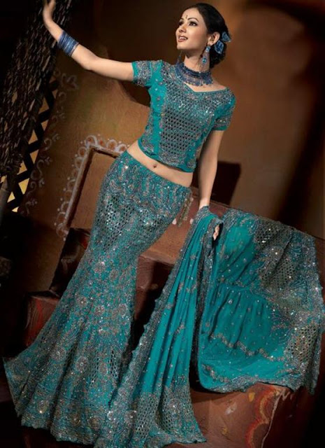 Sky Blue Stylish Fish Cut Lehnga