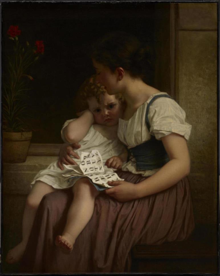 "Young Woman And Child", 1864 - by Hugues Merle (1823–1881)