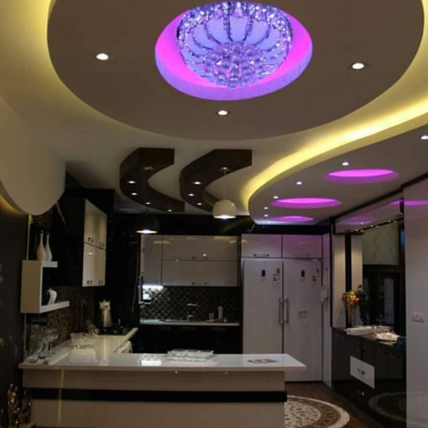 25 Gorgeous Kitchens Designs With Gypsum False Ceiling \u0026 lights  Decor Units