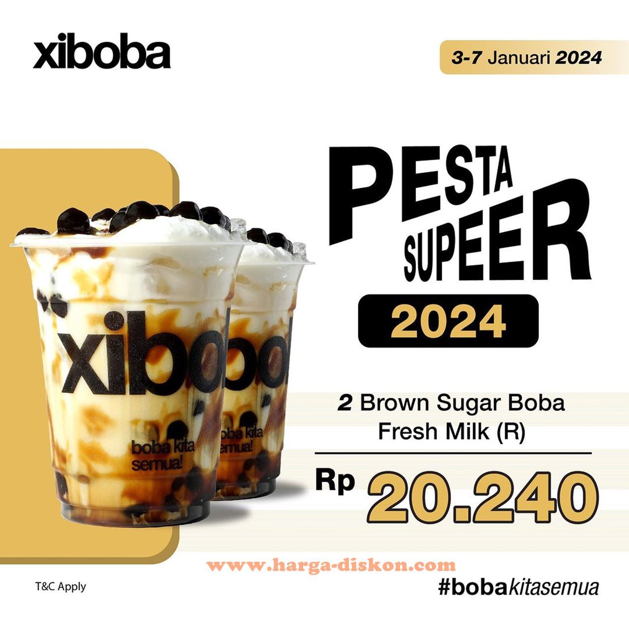 Promo Xi Bo Ba Terbaru Harga spesial 2 minuman Rp20.240 Periode 3 - 7 Januari 2024