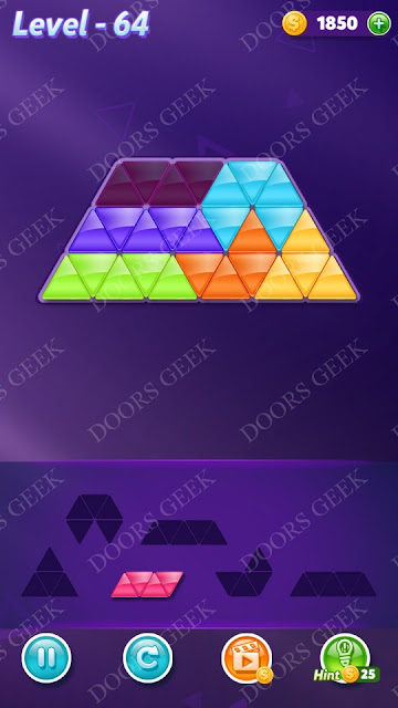 Block! Triangle Puzzle 6 Mania Level 64 Solution, Cheats, Walkthrough for Android, iPhone, iPad and iPod